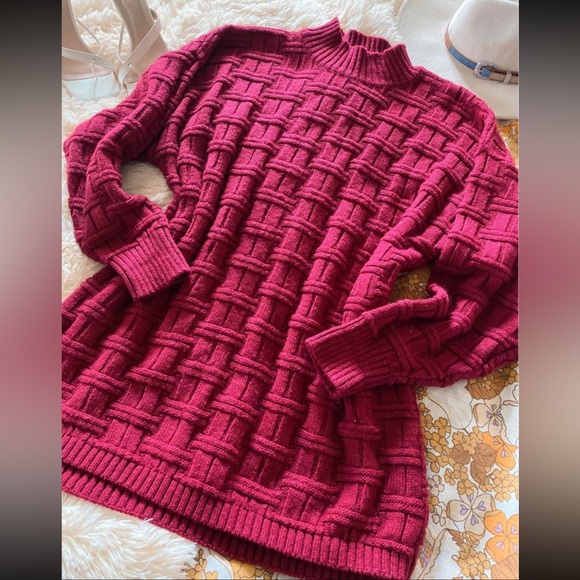 VINTAGE OVERSIZED PINK 1980S KNIT SWEATER XL - Picture 3 of 11